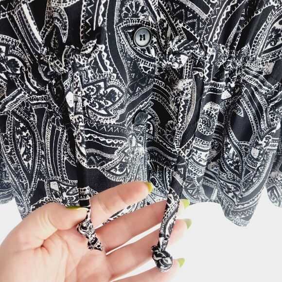 Mandee Paisley Long Sleeve Button Down Blouse - Picture 2 of 7